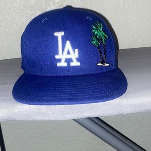 New era blue dodgers hat with palm tree and taco